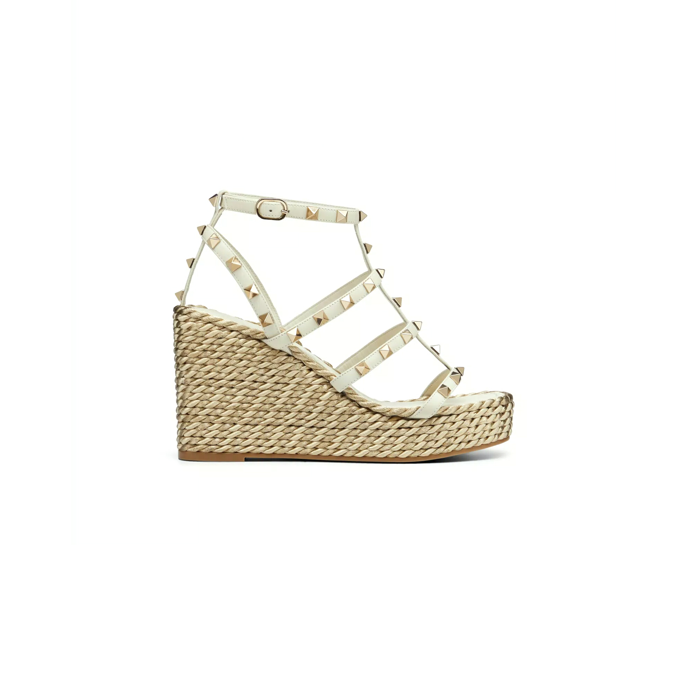 VALENTINO ROCKSTUD CALFSKIN WEDGE SANDAL WITH STRAPS 95MM 5W2S0F95EMP_I16 VALENTINO ROCKSTUD CALFSKIN WEDGE SANDAL WITH STRAPS 95MM 5W2S0F95EMP_I16
